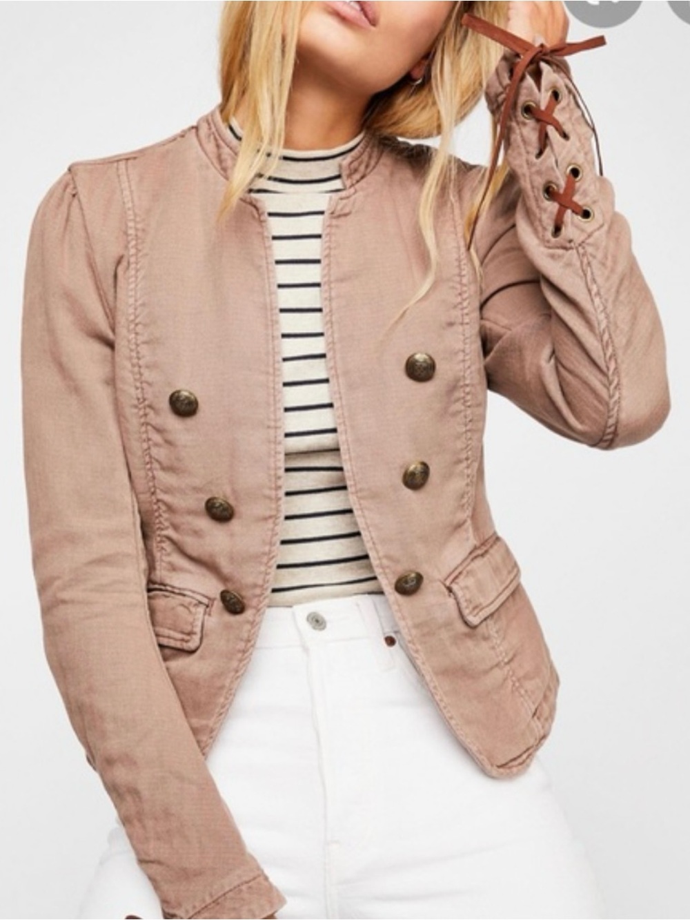 Free People Jagger Open Blazer Mauve Military Size Small